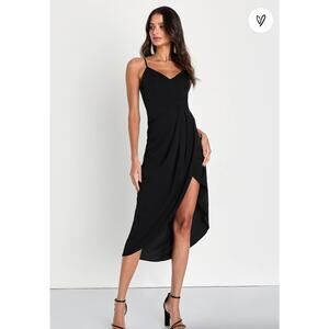 Lulu's Black Spaghetti-Strap Midi Dress